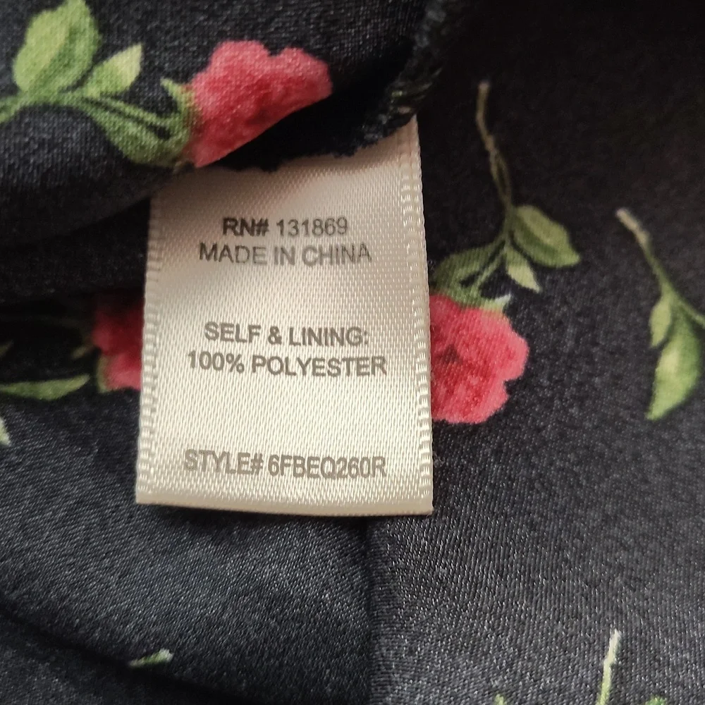 Inspired Hearts Black Slip Dress with Pink Floral Print - Picture 8 of 10